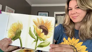 Let's give it a try, Beginner Watercolor Sunflower for Try it Tuesday (No drawing necessary)