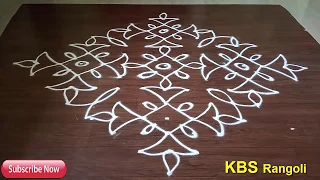 Beautiful 15x1x1 straight dots Rangoli Designs|Sankranth  chukkala muggulu|KBS Rangoli # 231