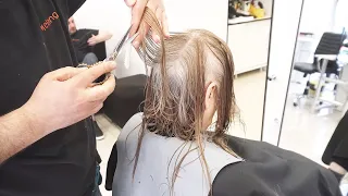 OLDER WOMEN WANTS SHORT HAIRCUT - BLONDE BOB WITH GREY HIGHLIGHTS