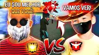 DESAFIANTE DE 13 ANOS VS MESTRE DE 13 ANOS! X1 NO CONTRA SQUAD! FREE FIRE