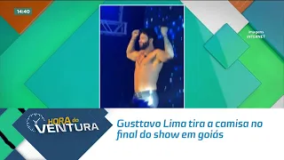 Gusttavo Lima tira a camisa no final do show em goiás e fãs vão ao delírio