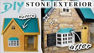 Realistic Faux Stone / Brick Exterior Using Egg Cartons | Dollhouse Cottage Makeover Pt 3