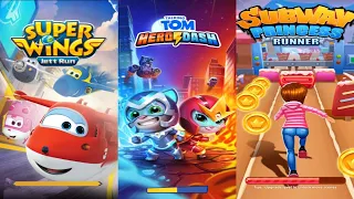 Subway Princess Runner vs Super Wings Jett Run vs Talking Tom Hero Dash