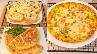 ٣ وصفات بالبيض 🍳 لذيذة وسريعة للفطور او الغداء او العشاء ولسحور رمضان/ وصفات بيض سهلة وسريعة