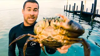 CATCHING GIANT MUD CRAB AT THE BOAT RAMP WITH MY BAREHANDS!! Surprising My Brother (His Reaction)