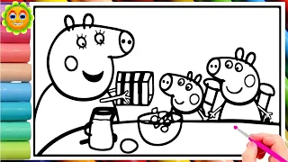 Mummy Pig feed Peppa Pig and george Pig .Peppa Pig Official Full Episodes. Peppa Pig coloring pages