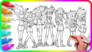 Coloring Pages EQUESTRIA GIRLS - Legend of Everfree | How to draw My Little Pony. Drawing Tutorial