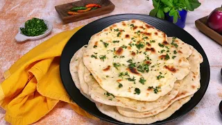 Vegan Garlic Naan Made on Stovetop No Yeast