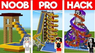 Pasamos de PARQUE ACUÁTICO NOOB vs PRO vs HACKER en Minecraft 💦😂 ¿Quién construye el mejor parque?