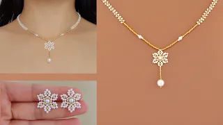 Beaded Flower Necklace & Beaded Flower Earring Studs. How to Make Beaded Jewelry. Beading Tutorial