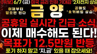 [금양] 6/8 (금) 공휴일 실시간 긴급 소식! "이제 매수해도 된다..!"