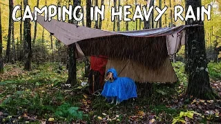 Camping in Heavy Rain Under a Tarp