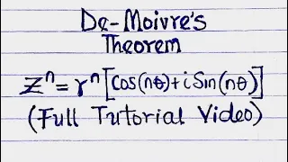 Complex Numbers 5 - De-Moivre’s Theroem #complexnumbers #demoivrestheorem #jonahemmanuel
