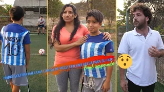 Madre soltera hace una camisa de Messi con una bolsa para su hijo 😭🥰