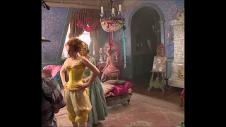 Sophie McShera corset lacing scene - Cinderella (2015)