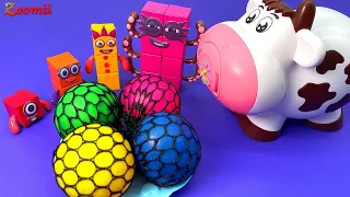 Numberblocks Satisfying Video l How To Make Rainbow Noddles into Playdoh Balls Cutting ASMR #1