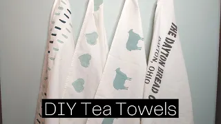 DIY Custom Tea Towels | How to Paint Fabric and Create Your Own, Free Designs