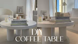 DIY: Round plaster coffee table with 3 legs  | NO cutting or sawing required!