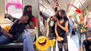 SLEEPING ON STRANGERS IN THE METRO PRANK PART-2 ||EPIC REACTION 😍||CLASSY SUBHASH