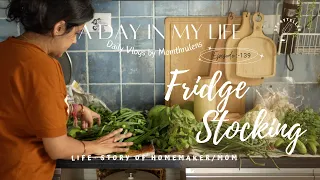 Productive Day In My Life🌱 | Indian Silent Vlog | Aesthetic Vlog | Firdge stocking | Momthrulens