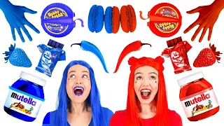 DÉFI DE COULEUR ROUGE VS BLEU || Tout Manger en Une Seule Couleur Pendant 24 H par 123 GO! FOOD