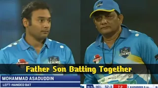 Mohammed Azharuddin and His Son Md. Asaduddin Batting Together for India - India Legend vs World XI