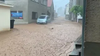 A severe hailstorm hit France yesterday. Images of flooding at Gevrey-Chambertin south of Dijon