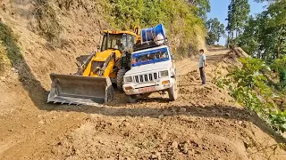 Clearing Some More Landslide Dirt | Jcb Backhoe Busy Hilly Road Work