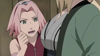 Sakura touch the chest of Tsunade