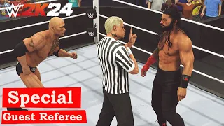 WWE 2K24 - Roman Reigns Vs Rock | Special Guest Referee(Cody Rhodes) Match PS5 [4K]