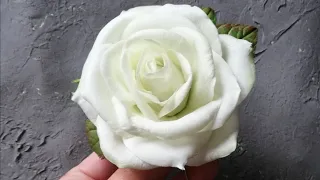 Роза из зефирного фоамирана без молдов! (Подробный мастер класс)