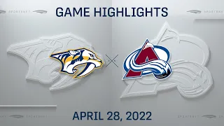 NHL Highlights | Predators vs. Avalanche - Apr. 28, 2022