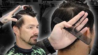 ✂️  Scissor Work and Sectioning a Pompadour Low Taper Men's Haircut Tutorial
