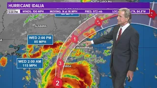 Hurricane Idalia 5 PM Tuesday Advisory: Winds now at 100 mph, will intensify