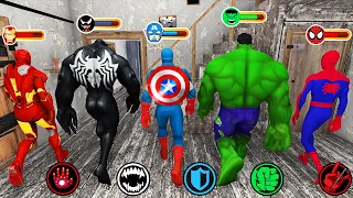 IRONMAN & VENOM & CAP AMERICA & HULK & SPIDERMAN Enter in Granny House