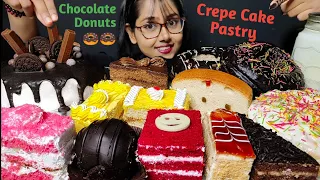 Eating Chocolate Cake, Donuts, pastries | Big Bites | ASMR Eating | Mukbang | Chocolate Party