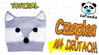 CZAPKA Z USZKAMI NA DRUTACH DLA NIEMOWLAKA  [#13] *Jak zrobić* - LaPanda   KNITTED BABY FOX HAT