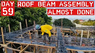 Day 59 | Roof beam assembly almost completely done | House Construction