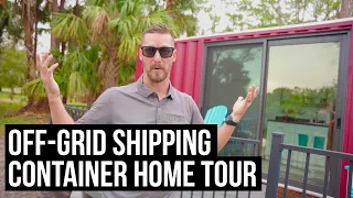 Living in OFF-GRID 20ft Shipping Container Home | Tour and Walkthrough