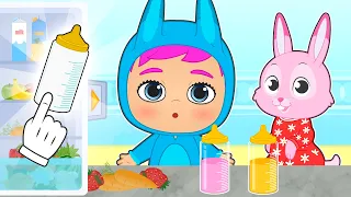 LILY AND RUBY 👶 🍼 🌈 Make colored baby bottles with fruits