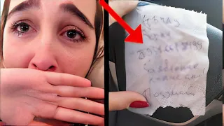 Girl bought some food for a beggar, a minute later he gave her a note that made her cry