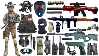 Unboxing special police weapon toy set, rocket launcher, M416 rifle, sniper rifle, tactical helmet