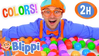 Blippi Learns Colors with Bouncy Balls and Toys! | 2 HOURS OF BLIPPI TOYS!