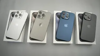iPhone 15 Pro in All Colors Natural Titanium, Blue, Black & White