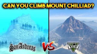 GTA 5 VS GTA SAN ANDREAS MOUNT CHILLIAD : CAN YOU CLIMB? (using truck, tank and rc car)