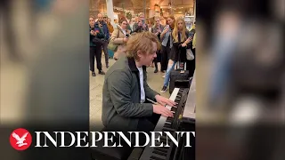 Lewis Capaldi surprises commuters by singing in London station