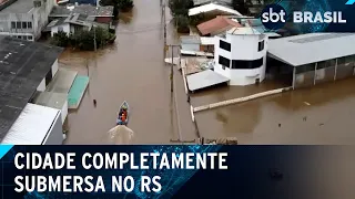Cidade na região metropolitana de Porto Alegre está 100% inundada | SBT Brasil (13/05/24)