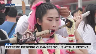 Extreme piercing cleanses souls at Thai vegetarian festival