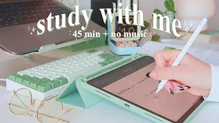 45min study with me 🌙 real time | no music, soft background ASMR + apple pencil sounds