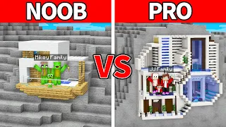 Mikey Family & JJ Family - NOOB vs PRO : Modern Cliff House Build Challenge in Minecraft (Maizen)